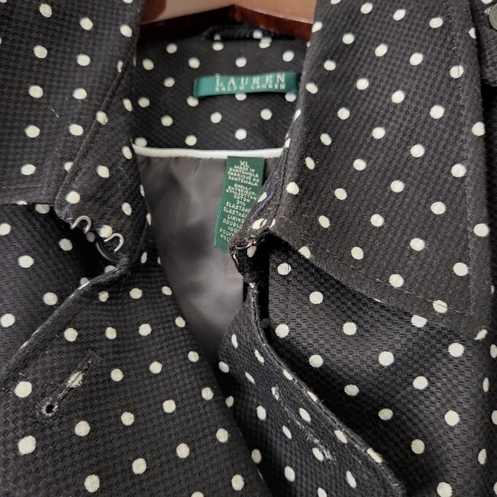 New Lauren Ralph Lauren Polka Dot Trenchcoat sz XL - Picture 3 of 15